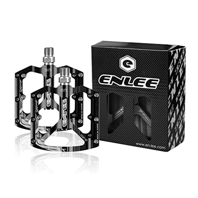 Pedali Flat DU Bearing,SUFUL Pedali Bici Mtb CNC Alluminio,9/18 Pollici Antiossidante ,Ultra-leggero, Antiscivolo Pedali (Nero)