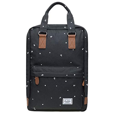 KAUKKO 12" Zaino Porta Pc Donna Universita, 15.7 Litri(07-3 Nero)