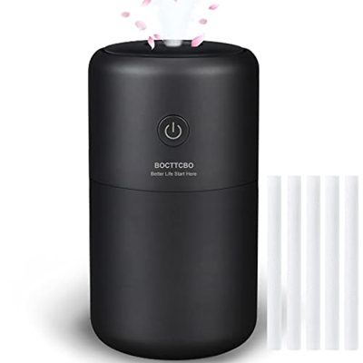 BOCTTCBO Mini Umidificatore USB Diffusore di Oli Essenziali 230ml da Scrivania Portatile, Umidificatore Ambiente Ultrasuoni Silenzioso con Luce Nottur