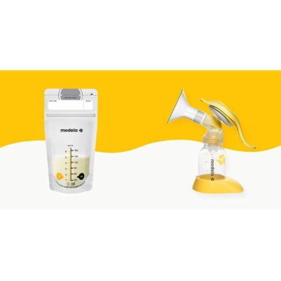 MEDELA Sacche Latte, 50 Pezzi + Tiralatte Manuale Singolo Harmony