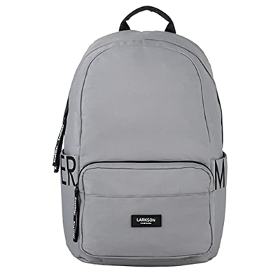 LARKSON Zaino Università Donna Uomo Grigio No 3 Zaini Ragazza Ragazzo - Zainetto Scuola e il tempo libero con porta PC 15.6 Pollici, Impermeabile, Rea