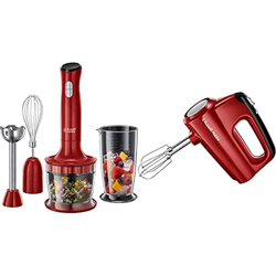 Russell Hobbs Desire Frullatore Ad Immersione, 500 W, Plastica, 2 Velocita', Rosso & Desire Sbattitore, 350 W, Plastica, 5 Velocita', Rosso en oferta