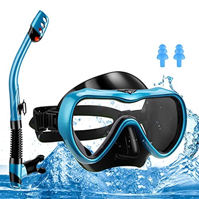 yumcute Maschera Subacquea Professionale Adulti, Maschera Snorkeling,Set Snorkeling, Maschere da Immersione Panoramica 180°,Morbido e Confortevole, Re