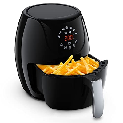 Friggitrice aria con 7 Programmi Air Fryer LED Touch Screen Display Digitale Preriscaldamento, Tempo Temperatura Regolabili, Funzione Keep Warm, 1400W