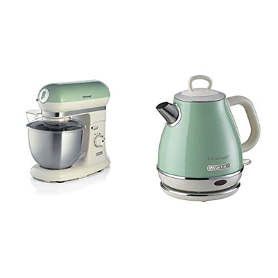 Ariete 1588 Impastatore Vintage - Planetaria per pane, pizza, dolci e pasticceria & 2868 Vintage 1L Bollitore Elettrico di Design in Acciaio Inox per 
