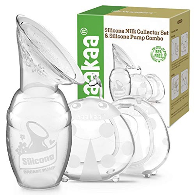 Haakaa - Tiralatte manuale da 100 ml e collettore di latte materno da 75 ml per allattamento al seno