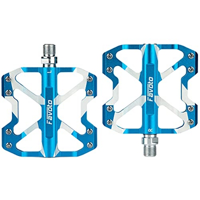 Favoto Pedali per Bici Universali Pedali per Biciletta Flat MTB Antiscivolo in Lega di Alluminio, Leggeri Pedali 9/16" MTB, Bici da Strada, Bici da Ci