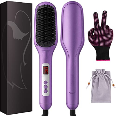 Spazzola Lisciante per Capelli Professionale Piastra Rivestimento Ceramica MCH Temperatura 80-230°C Schermo LCD con Ioni Anti-Crespo Guanto