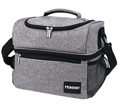 Borsa termica piccola da 15 l, con due scomparti, per picnic, fitness, colore: grigio