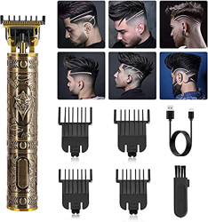 Tagliacapelli Uomo, QUAFUN T-Blade Regolabarba Uomo professionale 0 mm per Capelli USB Ricaricabile Impermeabile Portatile Rasabarba Elettrico con 4 P en oferta