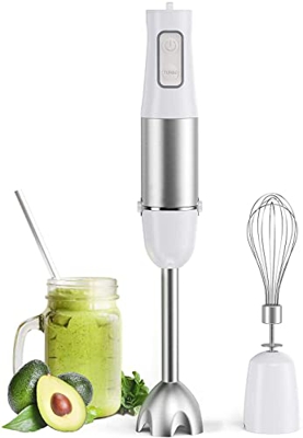 Frullatore a Immersione 1000W, Minipimer, Mixer a Immersione 2 in 1 con 6 Velocità Regolabile e SpeedTurbo, Frullatore Frusta Acciao Inossidabile 304 