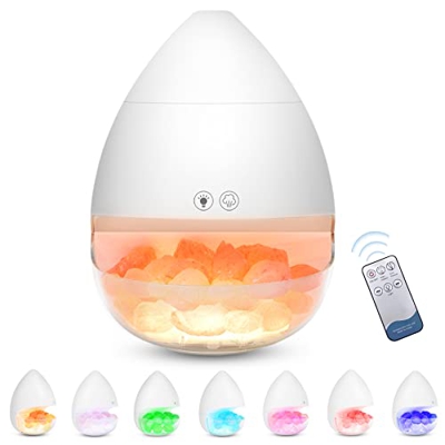 Umidificatore Ad Ultrasuoni 200ML, Diffusore di Oli Essenziali, Diffusore di Aromi Purificatore Aria Lampada Sale Himalayano ,con Telecomando 7 Colori