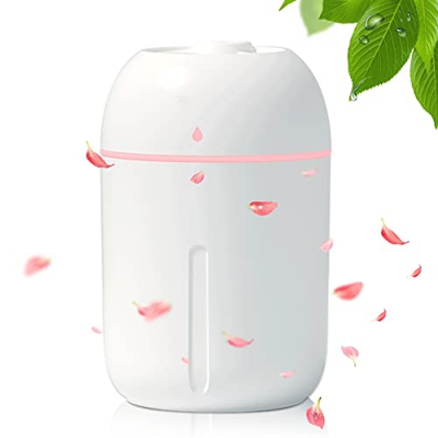 Umidificatore ad ultrasuoni USB con serbatoio dell'acqua da 330 ml, nebulizzatore per aromi, spegnimento automatico senza acqua, super silenzioso, ada