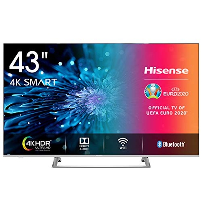 Hisense H43BE7400 Smart TV LED Ultra HD 4K 43"/110 cm, Dolby Vision HDR, Wide Colour Gamut, Unibody Design,Tuner DVB-T2/S2 HEVC Main10 [Esclusiva Amaz