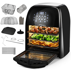Jago® XXXL 8in1 Forno ad Aria Calda 12l + 10 Accessori - 1800W, 8 Programmi, Girarrosto, Disidratatore, Temperatura e Timer Regolabili, LED Touch Scre características