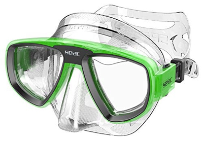 Seac Extreme 50, Maschera da Subacquea e Pesca in Apnea con Lenti Ottiche Opzionali Unisex Adulto, Trasparente/Verde, Taglia Unica