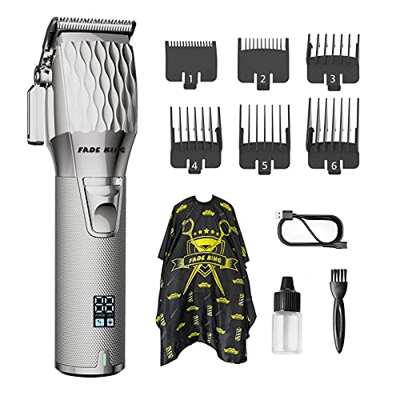 FADE KING Tagliacapelli Uomo Professionale Tagliatrice Capelli Taglierina Senza Fili Tutto Metallo Barbiere Elettrica Regolabarba 2500mAH oro