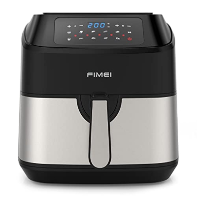 FIMEI friggitrice ad aria calda 5,5 L, 1800W Airfryer in acciaio inox, 10 programmi con display digitale, senza friggitrice ad olio friggitrice ad ari