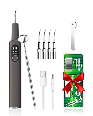 Kit Pulizia Denti, Set per la Pulizia dei Denti, 3 Modalità e 4 Testine, Ricarica USB, per Uomo o Donna