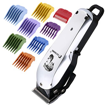 BESTBOMG Tagliacapelli Uomo Professionale con 8 Pettini Di Regolazione, con batteria agli ioni di litio da 2000 mAh, Pale in Ceramica-Titanio, 1000mA 