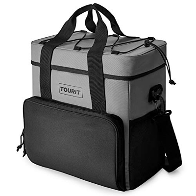 TOURIT Borsa Termica 35 Lattine Refrigeratori per il Pranzo con Isolamento Morbido 24L per Picnic, Spiaggia, Lavoro, Viaggio, Grigio
