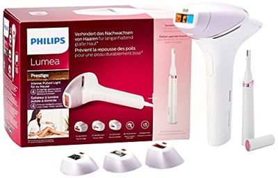 Philips BRI949/00 Lumea Prestige IPL - Epilatore con 4 testine per corpo, viso, zona bikini e ascelle e 1 rasoio di precisione