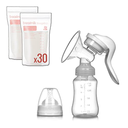 Belltop - Tiralatte manuale + 30 sacchetti per latte materno gratis – Raccoglitore per latte materno con sacchetti per allattamento per congelamento o precio