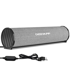 Soundbar in Tessuto, 2.0 Canali Soundbar con 3,5 mm Jack, Suono Surround Stereo, Audio Analogico AUX, Ricarica USB, Volume Regolabile, Compatibile con en oferta