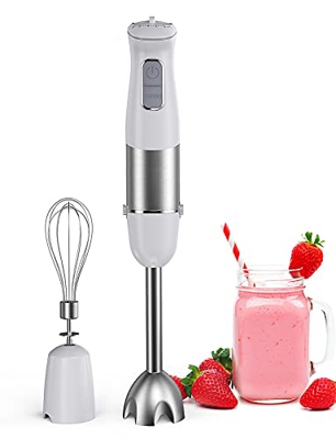 Frullatore a Immersione 2-in-1 Minipimer con Frusta, Mixer Cucina Multifunzione con Funzione Turbo, 6 Velocità Regolabili, 500W, Acciaio Inox per Fare