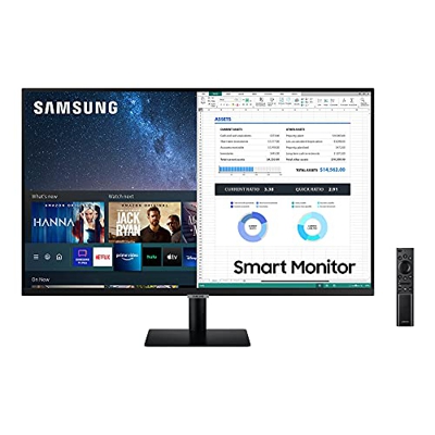 Samsung Smart Monitor M7 (S32AM702), Flat 32", 3840x2160 (UHD 4K), Piattaforma Smart TV (Amazon Video, Netflix), Airplay, Mirroring, Office 365, Wirel