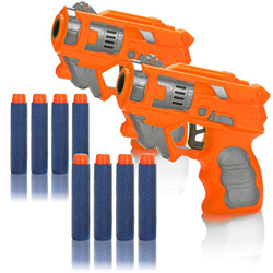 com-four® 2X Pistola per Freccette, Lancia-Giocattoli semiautomatico con morbide Freccette in Schiuma, Alta precisione a Brevi distanze características