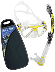 Cressi Maschera & Snorkel - Premium Snorkeling Combo set, Adulto, Penta & Alpha Ultra Dry, Trasparente/Giallo características