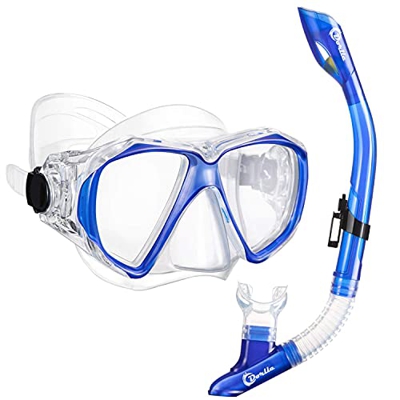 Dorlle Snorkel Dry Snorkel Set Maschera da Snorkeling, Premium Adult Snorkel Diving Set con Occhiali da Sub e Maschera da Sub Anti-Perdita antiappanna
