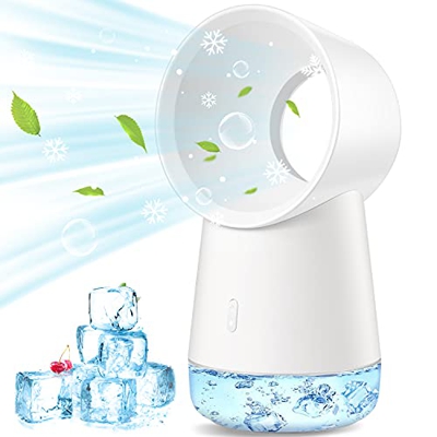 Condizionatore Portatile, USB Mini Condizionatore, Mini Raffreddatore D'aria Personale Cooler Ventilatore, Umidificatore, Luce Notturna, 3 Velocità, P