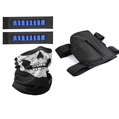 TIMESETL Kit di Accessori Giocattolo Tattico per Bambini 3 Pezzi Tactical Marsupio/Darts Wristband/Skull Mask per Nerf N-Strike Elite Series Tactical 