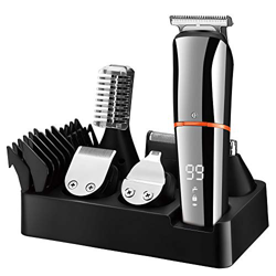 SURKER Regolabarba da uomo Regolabarba per capelli corpo e peli del naso senza fili Rasoio di precisione 6 in 1 Kit Multi grooming Impermeabile Ricari características