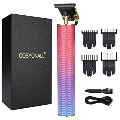 Outliner - Tagliacapelli da uomo a batteria, ricaricabile tramite USB, con 4 pettini guida e lame a T, per uso domestico e parrucchiere, multicolore