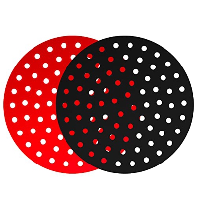 Iriisy 2Pz Tappetini per Friggitrice ad Aria in Silicone Riutilizzabile Fodera Antiaderente per Friggitrice ad Aria e Vaporiere (8 polici (rotondi))