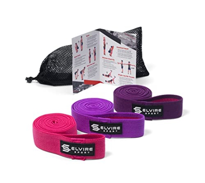 Elvire Long Resistance Bands - Bande per esercizi antiscivolo in tessuto - 3 bande di resistenza ad anello per donne e uomini con 3 livelli di resiste