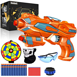 Pistole Giocattolo per Nerf, Pistole Blaster con Dardi, Occhiali Protettivi, Polsino, Bersaglio e Maschera, Pistola Giocattolo Regalo di Compleanno di precio
