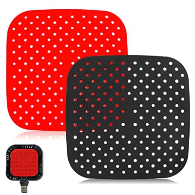 Mila-Amaz 2 Pezzi 7.8 Pollici Tappetino Friggitrice ad Aria in Silicone Antiaderenti Tappetini per Cestello Antiaderente BPA Free Tappetino da Friggit