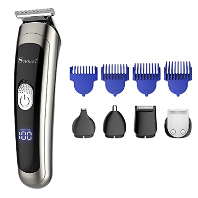 SURKER Carving - Rasoio per capelli, per il naso, per il corpo, senza fili, impermeabile, con cavo USB ricaricabile 5 in 1
