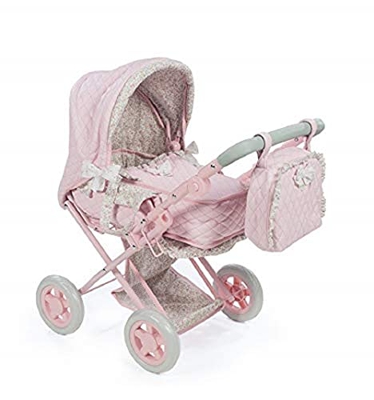 LA NINA - Cuco con Ruote in Pelle Rosa Fiore PEQ.(37 x 65 x 44 cm) Bambole e Accessori, Multicolore (65076)