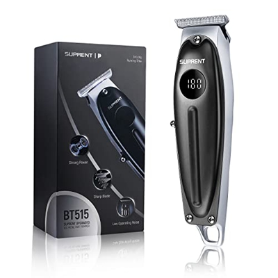 SUPRENT Rasoio professionale per capelli da uomo San Fil, tagliacapelli ricaricabile con display LED, super silenzioso per i bambini, kit tagliacapell