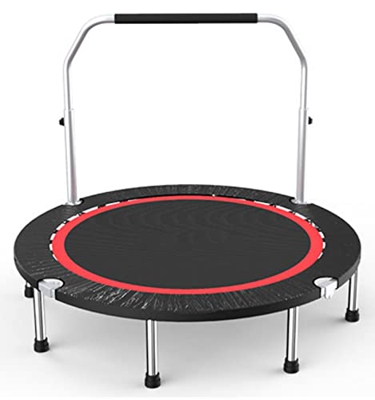 Trampolino Fitness Pieghevole da 100 cm per Adulti e Bambini con Barra di Sicurezza Mini Trampolino Elastico per Esercizi Corrimano Regolabile per All