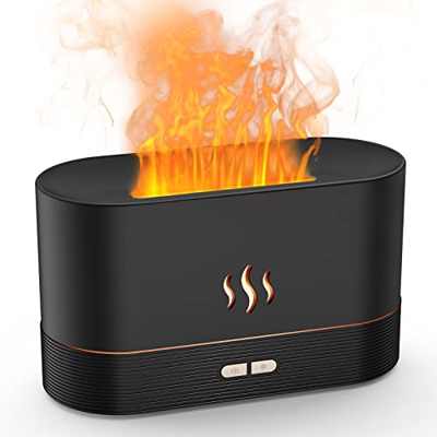 Jeebel Umidificatore Ultrasuoni LED Diffusore di Ambiente Aromaterapia ad Portatile con Fiamma Effetto Speciale Atmosfera Notturna Luce, 2 Luminosità/