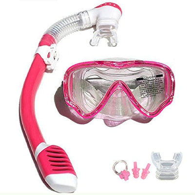 V VILISUN Set Snorkeling, Anti-Fog Maschera Snorkeling con Panoramica a 180 Gradi e Boccaglio Snorkel, Kit Snorkeling Professionale per Kids Bambini R