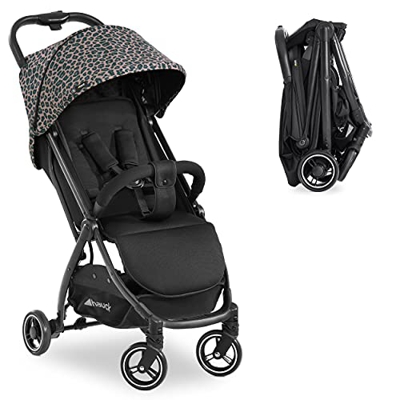 Hauck Travel Buggy Swift X - passeggino leggero reclinabile e cinghia di trasporto, passeggino chiusura una mano in formato compatto - nero (Leo)