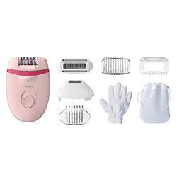 Philips Satinelle Essential Epilatore, Depilazione a filo con 5 accessori, tra cui Trimming e Testine Rasoio, BRE285/00 en oferta