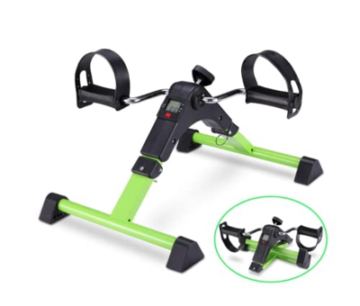 通用 Mini Cyclette Pieghevole - Pedali statici per Esercizi - Attrezzatura per Esercizi a casa - Pedale per Mani e Gambe - Nuova Versione (Verde)